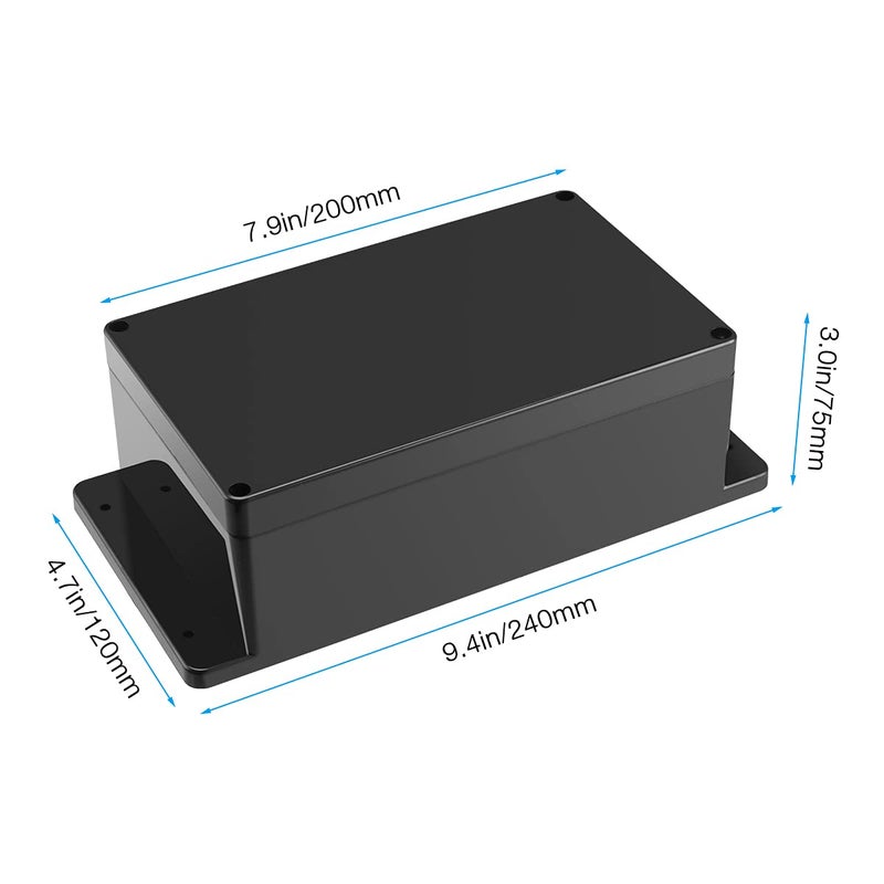 Pinfox IP65 Plastic Project Box ABS Waterproof Electronic Enclosure Junction Box with Fixed Ear 7.8" x 4.7" x 3" - Image 2